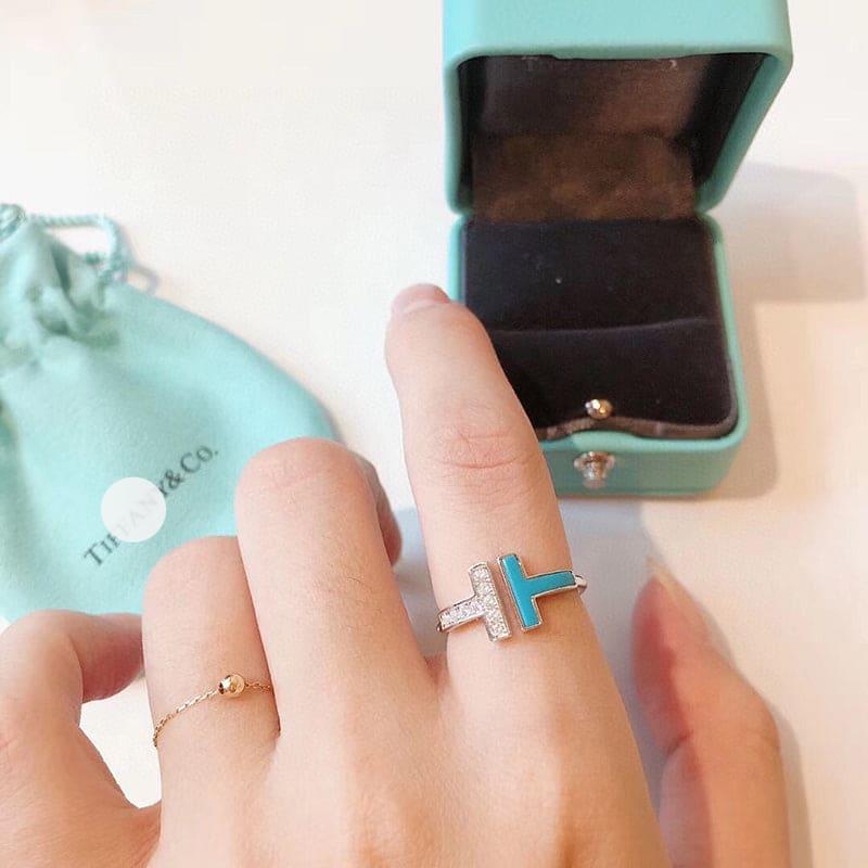 T Diamond & Turquoise Wire Ring