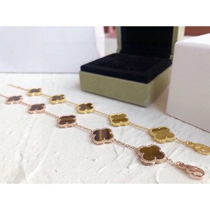Vintage Alhambra Five Motifs Tiger Eye Bracelet