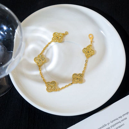 Yellow Gold Five Motifs Clover Bracelet