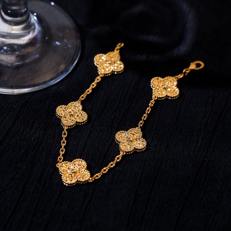 Rose Gold Five Motifs Clover Bracelet
