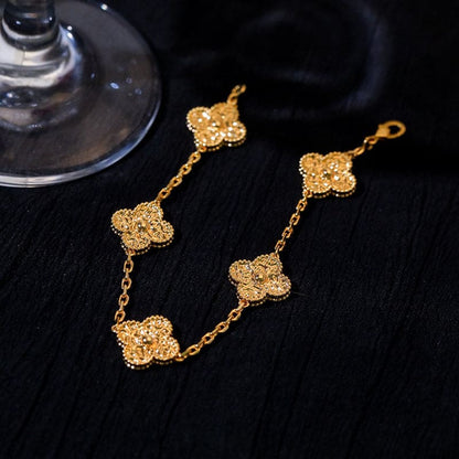 Rose Gold Five Motifs Clover Bracelet