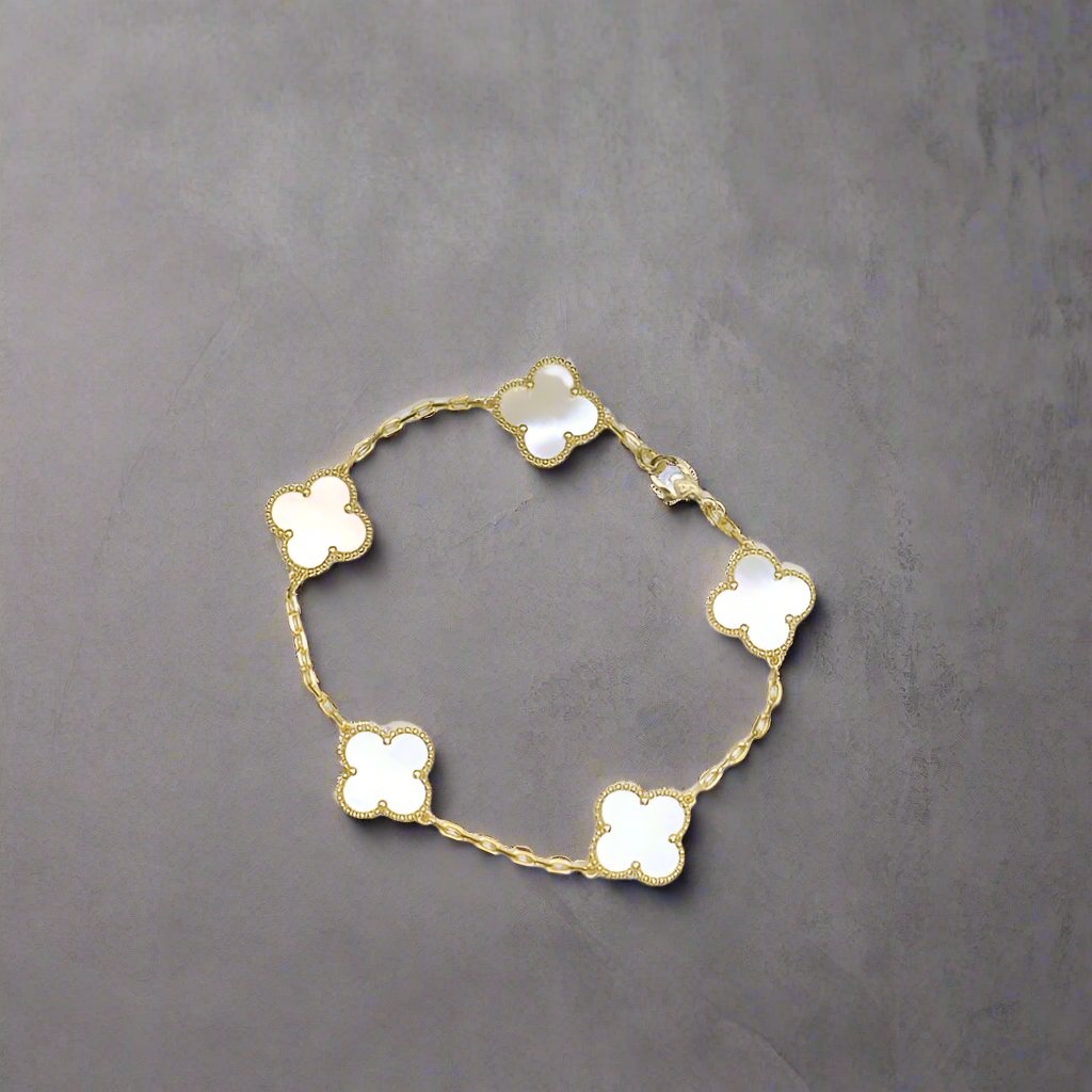 Vintage Alhambra Five Motifs Pearl Bracelet