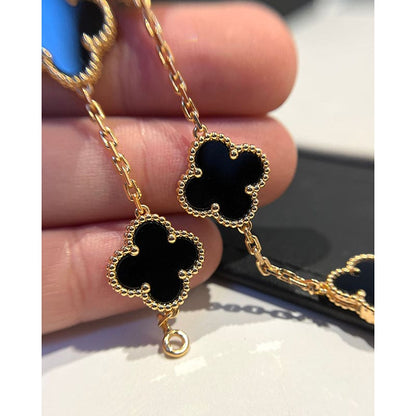 Vintage Alhambra Five Motifs Clover Onyx Bracelet