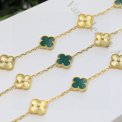 Vintage Alhambra Five Motifs Malachite Diamonds Clover Bracelet