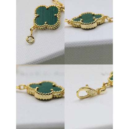 Vintage Alhambra Five Motifs Malachite Diamonds Clover Bracelet