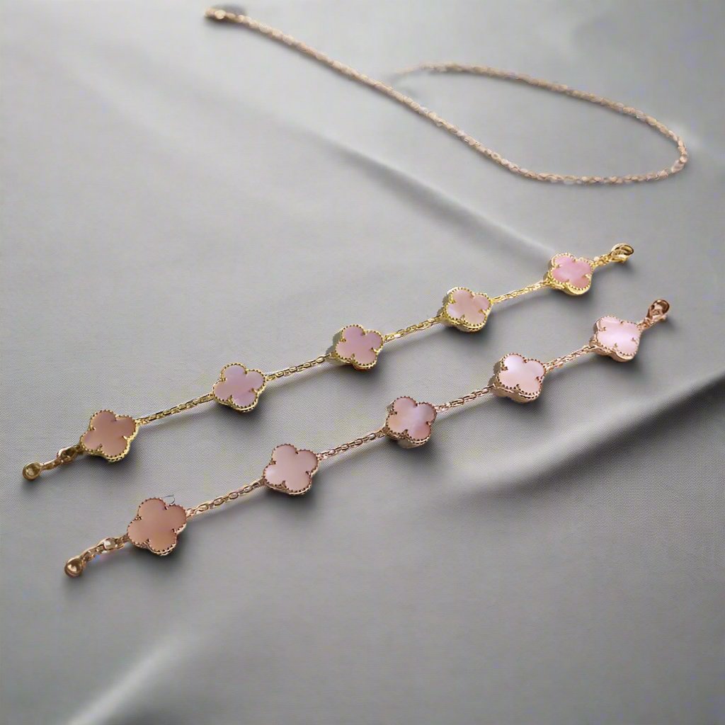 Vintage Alhambra Five Motifs Pink Opal Bracelet