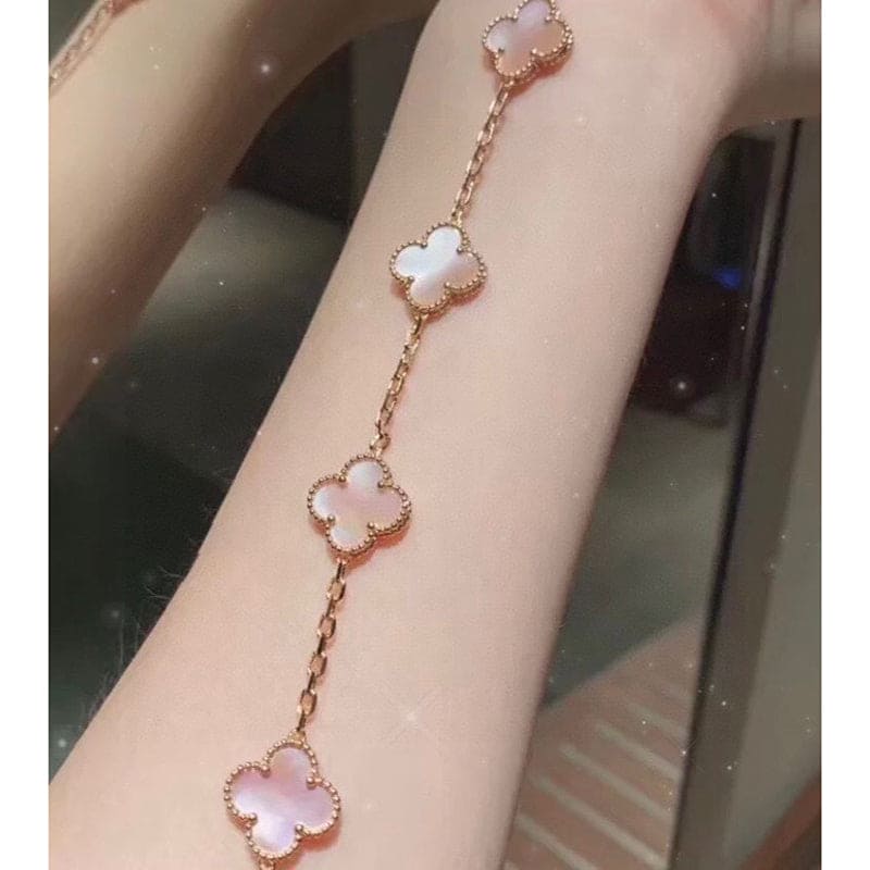 Vintage Alhambra Five Motifs Pink Opal Bracelet