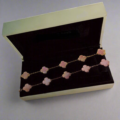 Vintage Alhambra Five Motifs Pink Opal Bracelet