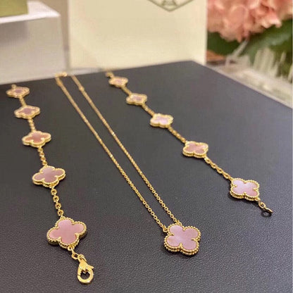 Vintage Alhambra Five Motifs Pink Opal Bracelet