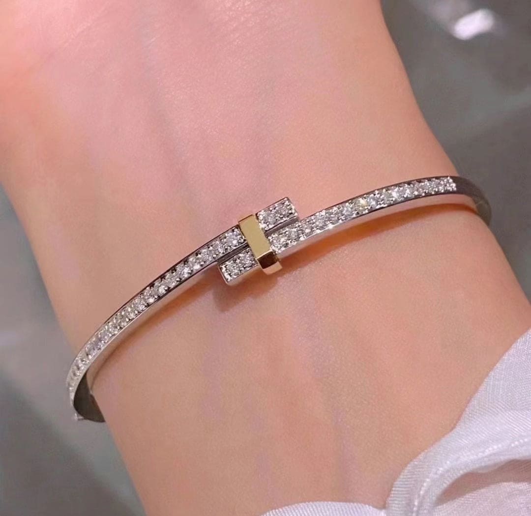 T Edge Hinged Bypass Bangle Bracelet