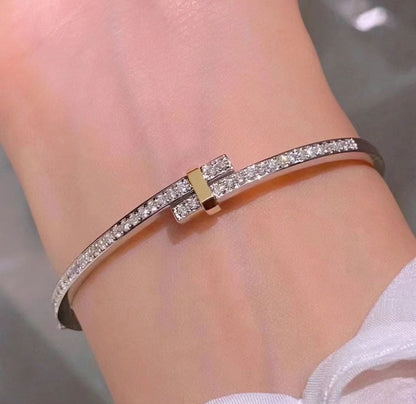 T Edge Hinged Bypass Bangle Bracelet
