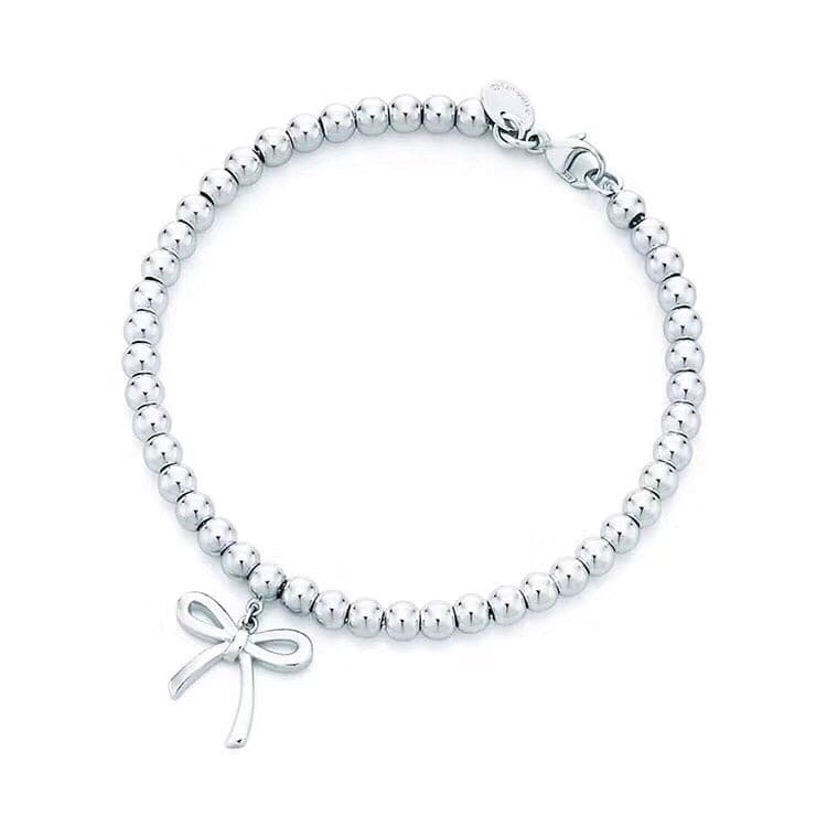 T Bow Charm Bead Bracelet