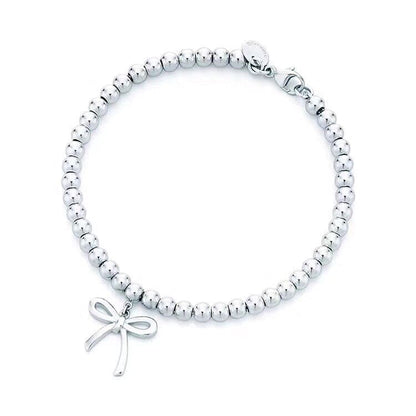 T Bow Charm Bead Bracelet