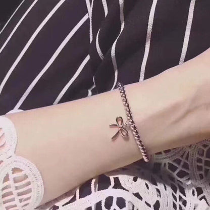 T Bow Charm Bead Bracelet