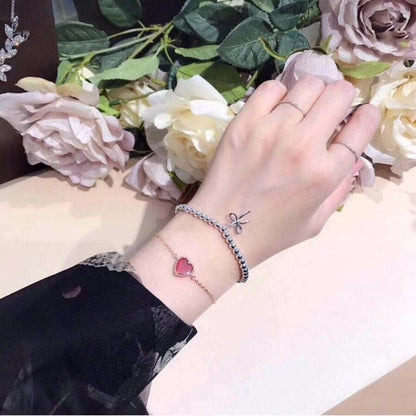 T Bow Charm Bead Bracelet