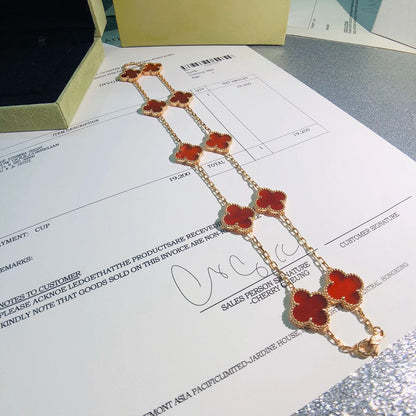 Vintage Alhambra Carnelian 10 Motifs Necklace