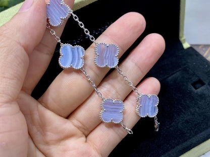 Vintage Alhambra Chalcedony 10 Motifs Necklace