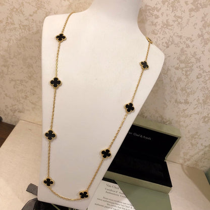 Vintage Alhambra Black 10 Motifs Clover Necklace