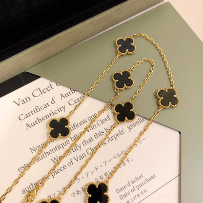 Vintage Alhambra Black 10 Motifs Clover Necklace