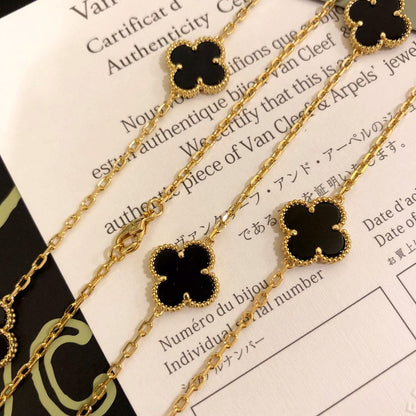 Vintage Alhambra Black 10 Motifs Clover Necklace