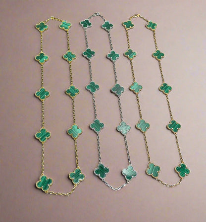 Vintage Alhambra Malachite 10 Motifs Necklace