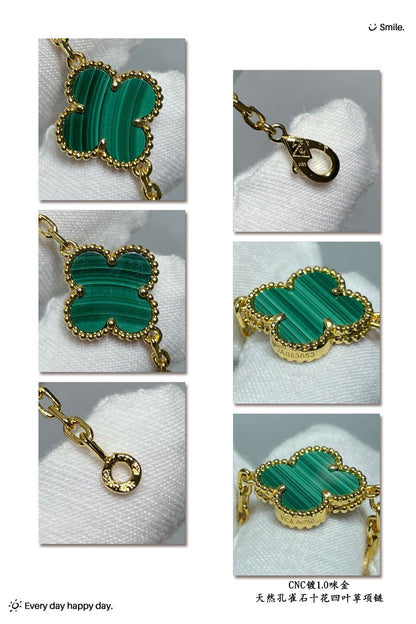 Vintage Alhambra Malachite 10 Motifs Necklace