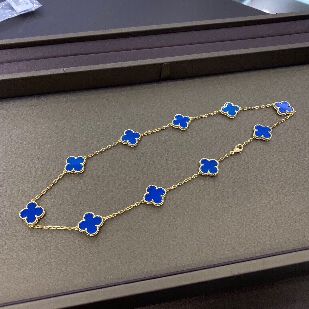 Vintage Alhambra Blue 10 Motifs Necklace