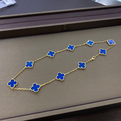 Vintage Alhambra Blue 10 Motifs Necklace