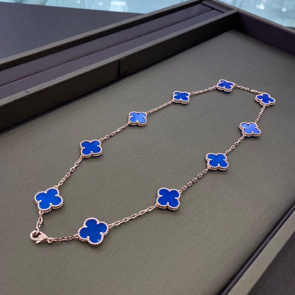 Vintage Alhambra Blue 10 Motifs Necklace