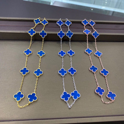 Vintage Alhambra Blue 10 Motifs Necklace