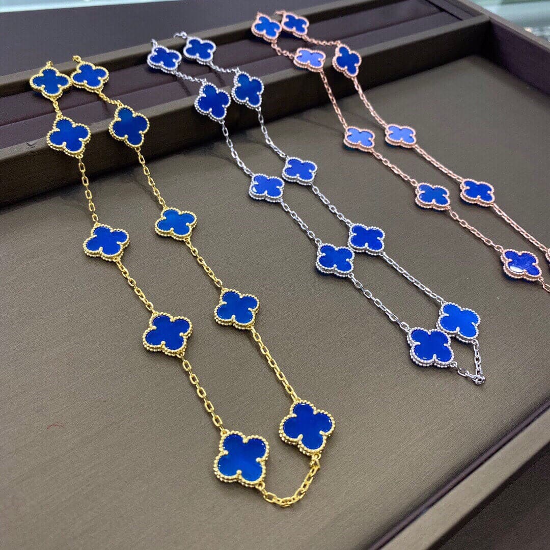 Vintage Alhambra Blue 10 Motifs Necklace