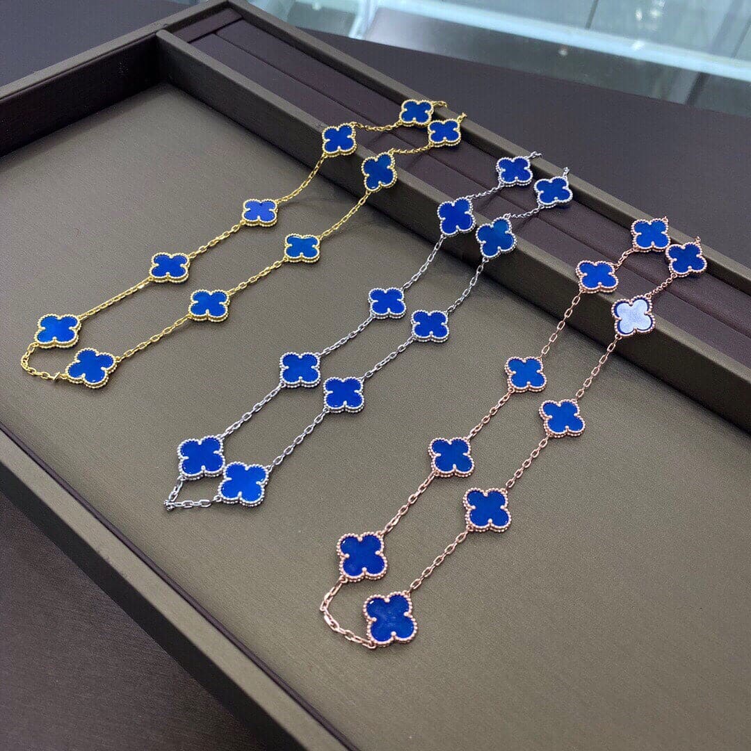 Vintage Alhambra Blue 10 Motifs Necklace