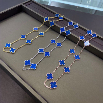 Vintage Alhambra Blue 10 Motifs Necklace