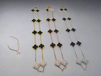 Vintage Alhambra Black 10 Motifs Clover Necklace