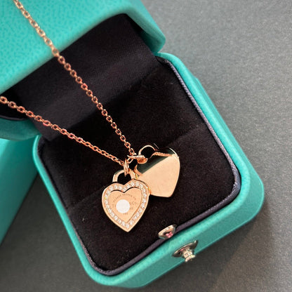 T Red Double Heart Diamond Necklaces