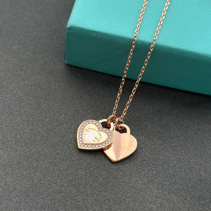 T Red Double Heart Diamond Necklaces
