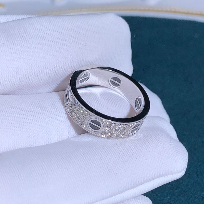 White Gold Love Diamonds Ceramic Ring