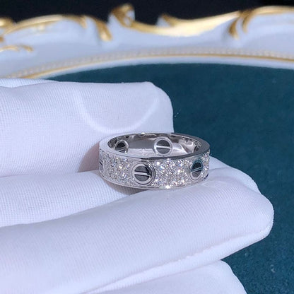 White Gold Love Diamonds Ceramic Ring
