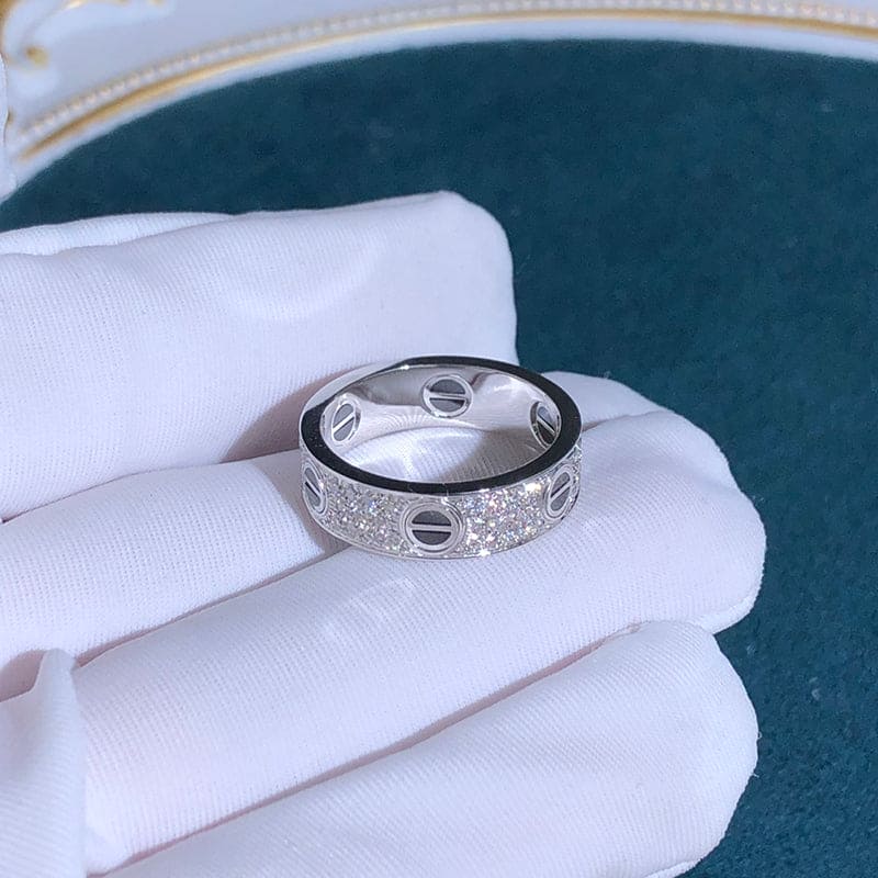 White Gold Love Diamonds Ceramic Ring