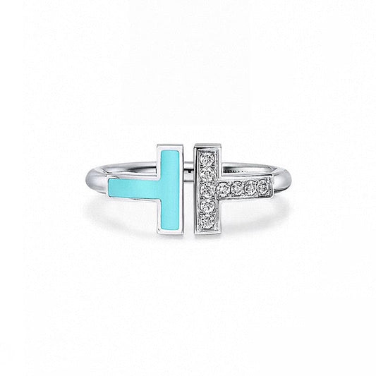 T Diamond & Turquoise Wire Ring