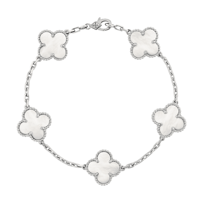 18K Van Cleef & Arpels Vintage Alhambra Five Motifs Pearl Bracelet