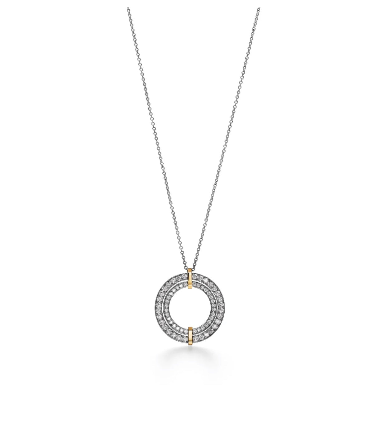 T Edge Circle Diamond Pendant Necklace
