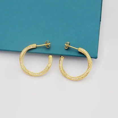 Spiral Diamond Hoop Earrings