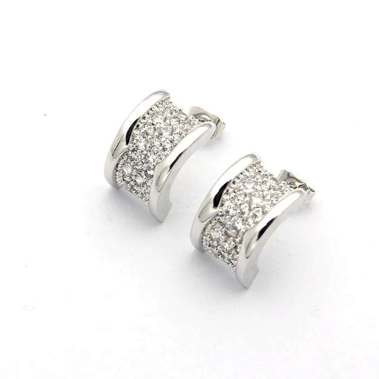 Wide Semicircle With Rhinestones Earrings