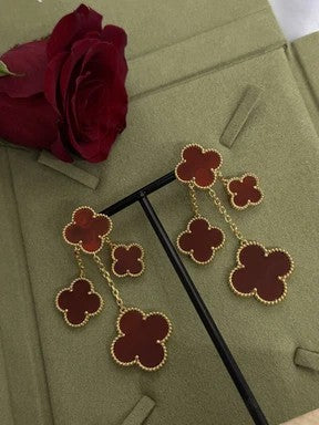 Magic Alhambra Four Motifs Carnelian Earrings