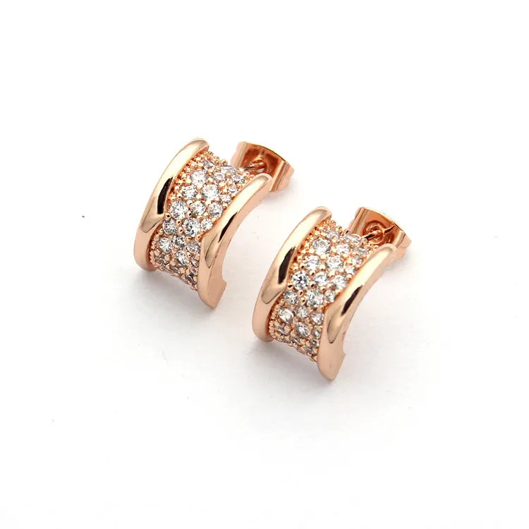 Wide Semicircle With Rhinestones Earrings