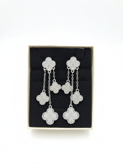 Magic Alhambra Four Motifs Full Diamonds Earrings