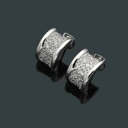 Wide Semicircle With Rhinestones Earrings