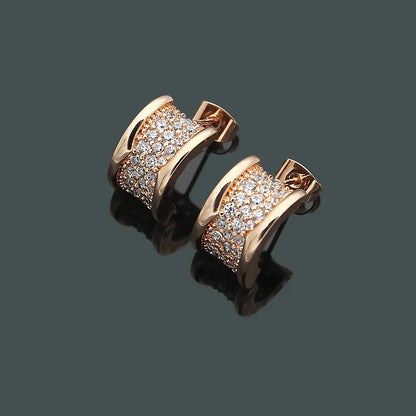 Wide Semicircle With Rhinestones Earrings
