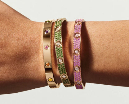 LOVE BRACELET DIAMOND PAVED IN COLORFUL SAPPHIRE
